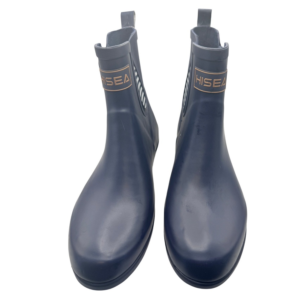 Hisea Navy Blue Rubber Chelsea Rain Boots Women's‎ Size 8 Neoprene Garden Boots